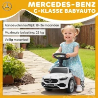 AIYAPLAY kinderauto met Mercedes Benz licentie, met toeter en opbergruimte, 65x28x39 cm, Wit(m-4)