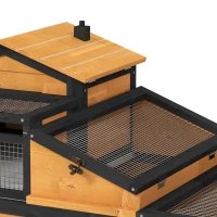 PawHut Schildpaddenhuis, 2 verdiepingen, voor binnen en buiten, lade, dennenhout, geel(m-11)