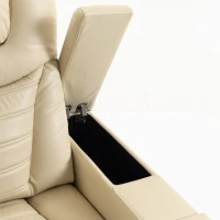HOMCOM Cadeirão Relax Reclinável Elétrico com Aquecimento Lombar, Massagem por Vibração, Luz LED, Apoio para os Pés, USB e USB-C, Branco Creme(m-12)