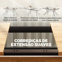 HOMCOM Mesa de Jantar Extensível 4-6 Pessoas, Mesa de Cozinha em Madeira 130-170x80x76 cm, Carvalho e Preto(m-5)