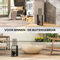 Outsunny 5-delige haardset met standaard – zwart metaal(m-6)