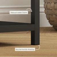HOMCOM Consoletafel, 4 Niveaus, Stalen Frame, voor Hal, Woonkamer, Zwart(m-5)