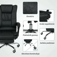 Vinsetto Vibration Massage Office Chair with Heat, Microfibre Computer Chair with Footrest, Armrest, Reclining Back, Charcoal Grey(m-7)