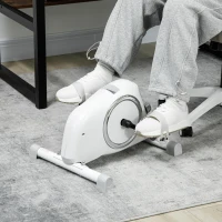 SPORTNOW Mini-Hometrainer, Onder-het-Bureau Voetpedalen, Arm- en Been Oefeningen, 8 Weerstandsniveaus, Staal, Wit(m-2)