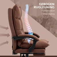 Vinsetto Bureaustoel met Massage- en Verwarmingsfunctie, Voetensteun, Verstelbaar, tot 120 kg, Bruin(m-5)