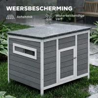 PawHut Eendenhok waterbestendig eendenhuis van hout met uitneembare bodem schuifvenster opklapbaar asfaltdak 93x70x72cm Grijs(m-7)