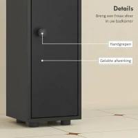 kleankin 180 cm smalle badkamerkast, toiletrolhouder met open vakken en 2 deuren, zwart(m-6)