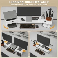 HOMCOM Suport pentru Monitor Reglabil, Alb(m-4)