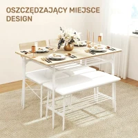 HOMCOM Zestaw jadalniany 4-osobowy, stół, ławka, 2 krzesła, dąb(m-6)