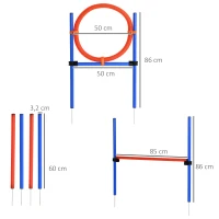 PawHut behendigheidsset slalompalen springring(m-3)