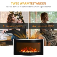 HOMCOM Elektrische kachel haardkachel kachel wandkachel met afstandsbediening 2 standen LED-liht(m-4)