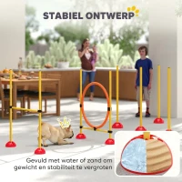 PawHut 4-Delige Agility-Set voor Honden met Vulbare Basis voor Training(m-6)