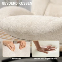 HOMCOM Draaibare gestoffeerde stoel, accentstoel met PP-katoenvulling, stofbekleding, stalen basis, Crèmewit(m-5)