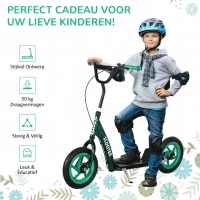 AIYAPLAY kinderstep, in hoogte verstelbare step voor kinderen, met rem, standaard, 2 wielen, staal, groen(m-7)