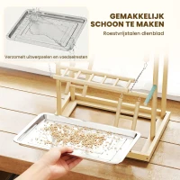 PawHut vogelstandaard, vogelstokken-set, 4 niveaus, RVS bak, speelgoed, natuurhout(m-6)