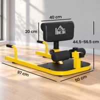 HOMCOM Aparat pentru Genuflexiuni 3 în 1 Reglabil cu Picioare Antiderapante, 50x97x44.5-56.5cm, Galben(m-3)