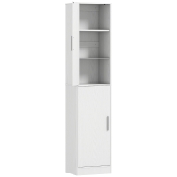 HOMCOM Badkamerkast 180 cm hoog, smalle kast met 2 deuren en 4 verstelbare planken, spaanplaat en MDF, wit