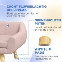 PawHut Hondenbank, Scandinavisch design, met afneembare bekleding, fluweelachtige uitstraling, 102 cm x 58,5 cm x 42,5 cm, Roze + Natuurlijk(m-6)