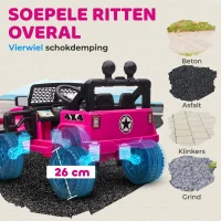 HOMCOM Kinderauto 12V Elektrische Kinderauto met Afstandsbediening, 2 Motoren en LED voor 3-6 Jaar Roze 100x65x72 cm(m-6)