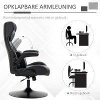 Vinsetto Gamingstoel, hoogteverstelbaar & draaibaar, Kunstlederen bekleding, opklapbare armleuningen, Zwart+Grijs(m-6)