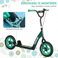 AIYAPLAY kinderstep, in hoogte verstelbare step voor kinderen, met rem, standaard, 2 wielen, staal, groen(m-5)