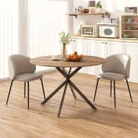 HOMCOM Ronde eettafel voor 4 personen, keukentafel in industriële stijl met stalen poten, voor eetkamer, keuken, donkerbruin(m-7)