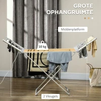 HOMCOM Droogrek met Verwarming, 45-55 ℃, Opvouwbaar, 144L x 53B x 96H cm(m-4)