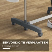 HOMCOM Opvouwbare Wasrek met 5 Niveaus, One-Klik-Systeem, 142 cm x 55 cm x 172 cm, Grijs + Zilver(m-7)