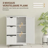 HOMCOM Badkamerkast, Badkamercommode, 3 Laden, Schap, MDF, Wit(m-5)
