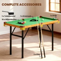 SPORTNOW Opvouwbare biljarttafel, mini biljarttafel, 2 keuen, 16 ballen, driehoek, borstel, groen(m-5)