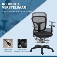 Vinsetto Bureaustoel voor tekenen, computeren en werken, inclusief voetensteun, verstelbaar in hoogte, afmetingen 59 x 59 x 115 cm, zwart(m-4)