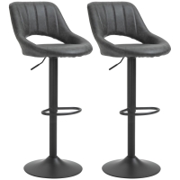 HOMCOM Set van 2 barkrukken, met een lederlook, draaibaar, verstelbaar in hoogte, met een voetensteun, metalen frame, afmetingen in de kleur grijs