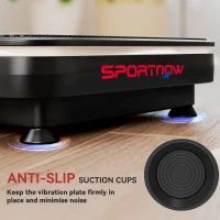SPORTNOW Vibratieplaat voor fitnessoefeningen, Bluetooth-functie, afstandsbediening, 99 snelheidsstanden, kunststof, staal, zwart(m-8)