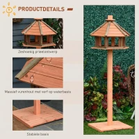 PawHut Vogelhuisje houten vogelstandaard met waterbestendig dak vogelvoederhuis(m-5)