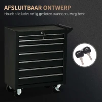 DURHAND Gereedschapswagen, 2 kleine & 5 grote lades, staal, tot 150 kg, 69 x 33 x 75 cm, rood(m-7)
