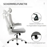 Vinsetto Bureaustoel, in hoogte verstelbaar, kantelbare rugleuning, verstelbare hoofdsteun, tot 120 kg, 60x59x114-122 cm, Grijs(m-5)