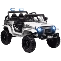 AIYAPLAY Elektrische kinderauto met zachte vering, bestuurbaar op afstand, LED-lampen, claxon, 12V-motoren, van kunststof en metaal, wit