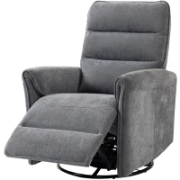 HOMCOM Poltrona Relax Elétrica Reclinável 155° com Apoia-pés, Estofada, Giratória 270°, Balanço, Chenille, Cinza(m-7)