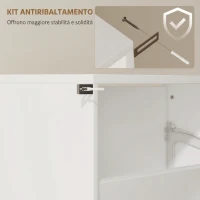 HOMCOM Scarpiera a Specchio a 4 Ante Antiribaltamento in Legno, 63x17x146 cm, Bianco(m-6)