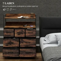 HOMCOM Stoffen Ladekast, 7 Opvouwbare Laden, 2 Planken, Stalen Frame, Bruin(m-4)