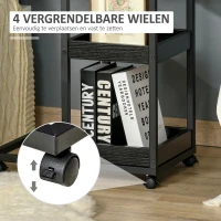 HOMCOM Bijzettafel op Wielen voor Sofa of Bed, Industriële Stijl, Staal en Hout, Bruin en Zwart(m-6)