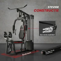 SPORTNOW Thuis Fitnessstation met 45 kg Gewichtsblokken, Lat Pulley, Borststation, Beinpresse voor Veelzijdige Training(m-6)