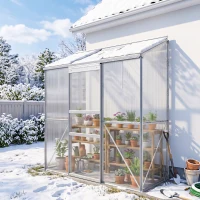 Outsunny Szklarnia z drzwiami przesuwnymi, okno dachowe, aluminium(m-8)