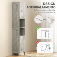 kleankin Colonna Bagno in MDF con 2 Armadietti e 2 Ripiani Aperti, 30x32x172.5 cm, color Legno(m-5)