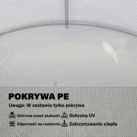 Outsunny Folia do szklarni 3 x 3 m, wodoodporna folia polietylenowa z rolowanymi drzwiami, 6 okien, ochrona UV, biała(m-6)