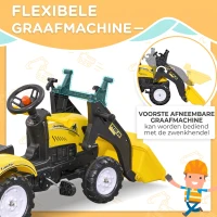 HOMCOM Kinderwiellader, bestuurbare voorlader, vanaf 3 jaar, trapaandrijving, geel/zwart(m-4)