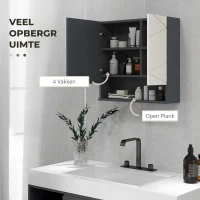 HOMCOM Badkamerkast met Spiegeldeur, Verstelbare Planken, tot 15 kg Belastbaar, Wit(m-4)