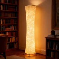 HOMCOM Vloerlamp met papierscherm, voetschakelaar, 3 lichtstanden, wit(m-7)