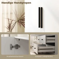 HOMCOM Kledingkast, 2 deuren, hanggedeelte, kledingstang, 2 lades, MDF, wit(m-5)