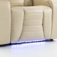 HOMCOM Cadeirão Relax Reclinável Elétrico com Aquecimento Lombar, Massagem por Vibração, Luz LED, Apoio para os Pés, USB e USB-C, Branco Creme(m-14)